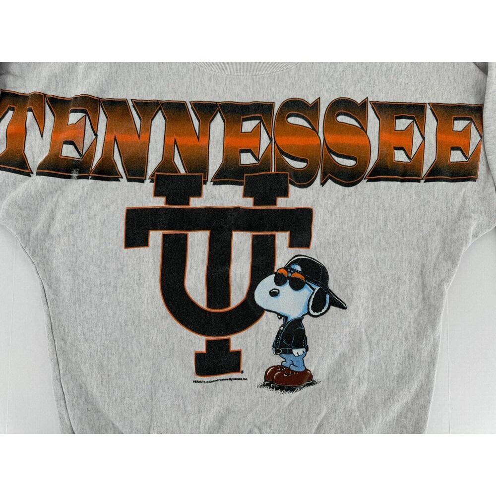Vtg 90s Tennessee Vols Volunteers Sweatshirt Sz L Snoopy Grey Garment Graphics​ - Picture 3 of 16